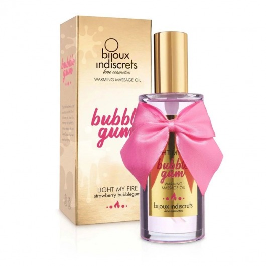 Разогревающее массажное масло Light My Fire Bubble Gum с ароматом бабл-гам - 100 мл. - Bijoux Indiscrets - купить с доставкой в Тамбове