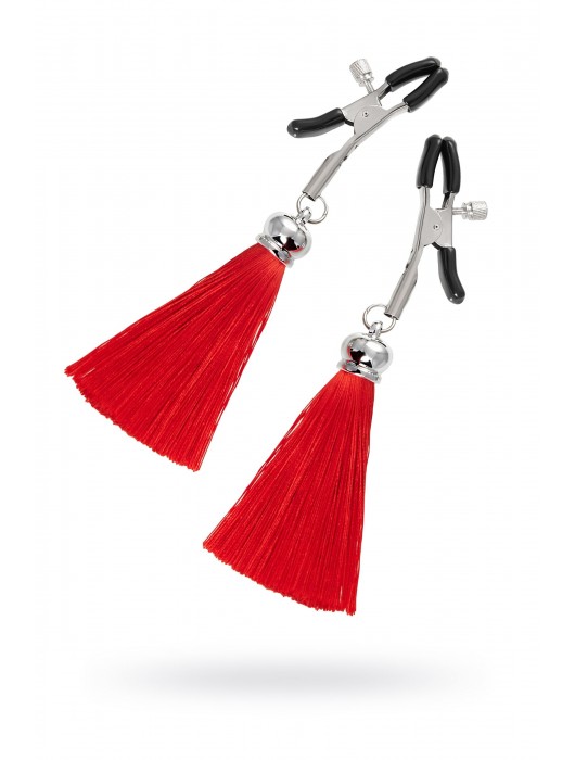Зажимы на соски «Прищепки» с красными кисточками из шелка - Pecado - купить с доставкой в Тамбове