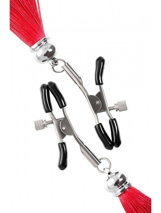 Зажимы на соски «Прищепки» с красными кисточками из шелка - Pecado - купить с доставкой в Тамбове