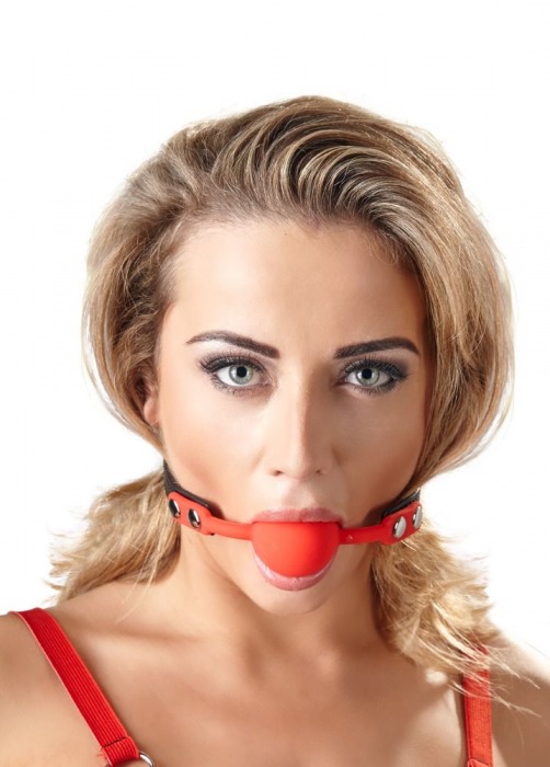 Силиконовый кляп-шар на чёрных ремешках Red Gag silicone - Orion - купить с доставкой в Тамбове