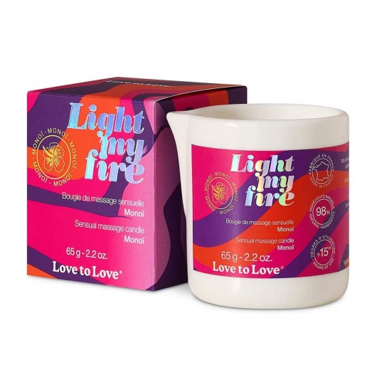 Массажная свеча Light My Fire с ароматом моной - 80 мл. - Love to Love - купить с доставкой в Тамбове