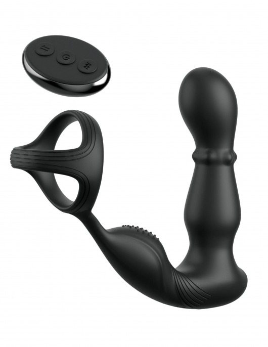Черный вибростимулятор простаты с кольцом Ass-gasm Slide   Glide - Pipedream - в Тамбове купить с доставкой