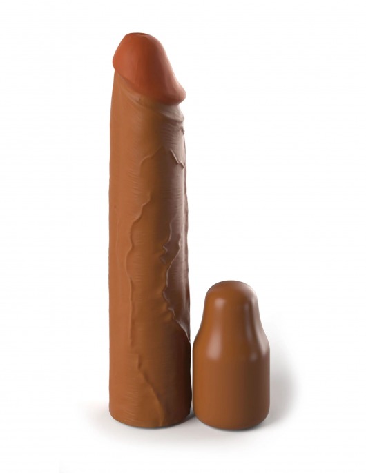 Коричневая насадка на член 2  Silicone X-tension - 20,3 см. - Pipedream - в Тамбове купить с доставкой