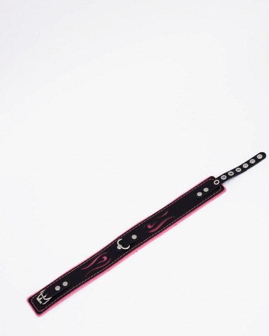 Черно-розовый кожаный ошейник с розовой строчкой - Crazy Handmade - купить с доставкой в Тамбове Черно-розовый кожаный ошейник с розовой строчкой - Crazy Handmade - купить с доставкой в Тамбове