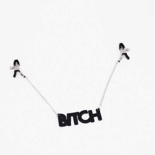 Зажимы на соски с кожаной подвеской Bitch - Crazy Handmade - купить с доставкой в Тамбове
