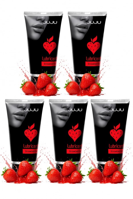 Набор из 5 съедобных лубрикантов JUJU со вкусом клубники - JuJu - купить с доставкой в Тамбове