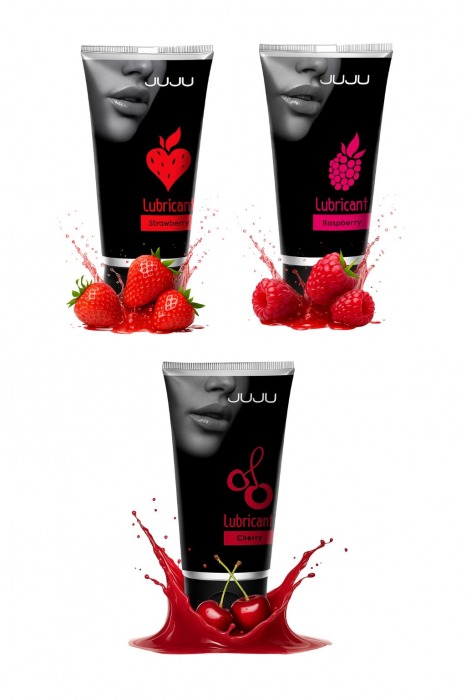Набор из 3 съедобных лубрикантов JUJU (клубника, малина, вишня) - JuJu - купить с доставкой в Тамбове