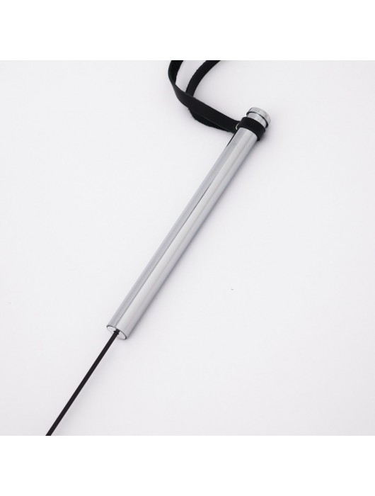 Стек с широким черным кожаным наконечником и металлической ручкой - 67 см. - Crazy Handmade - купить с доставкой в Тамбове