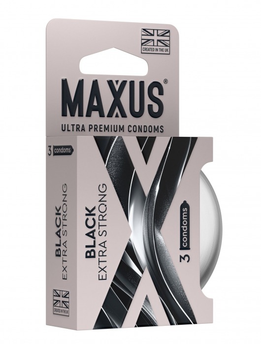 Черные утолщенные презервативы MAXUS Extra Strong с железным кейсом - 3 шт. - Maxus - купить с доставкой в Тамбове