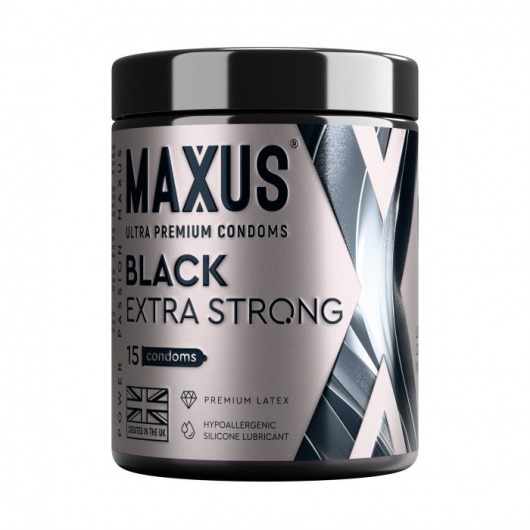 Черные утолщенные презервативы MAXUS Extra Strong с железным кейсом - 15 шт. - Maxus - купить с доставкой в Тамбове