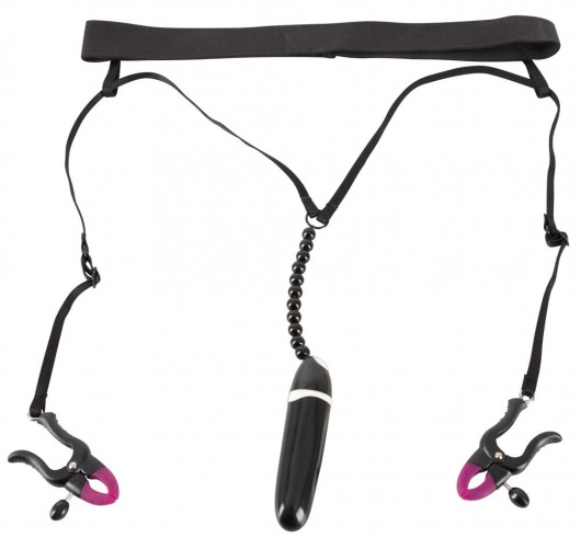 Женские вибростринги с зажимами для половых губ Spreader String with Vibrator - Orion - купить с доставкой в Тамбове