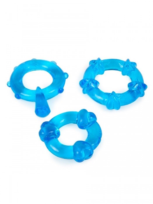 Набор из 3 синих эрекционных колец с различным рельефом - Erowoman-Eroman - в Тамбове купить с доставкой Набор из 3 синих эрекционных колец с различным рельефом - Erowoman-Eroman - в Тамбове купить с доставкой