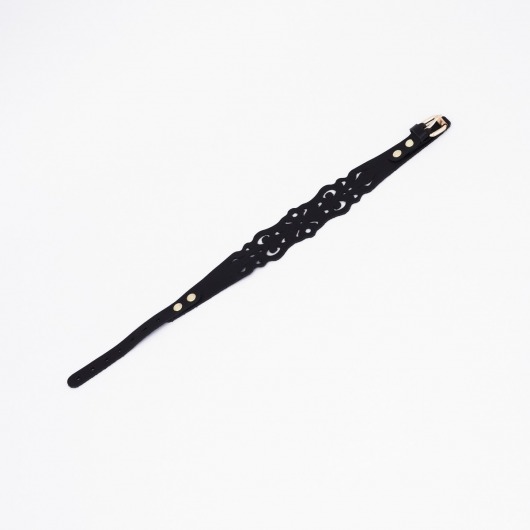 Черный ажурный чокер с золотистой фурнитурой - Crazy Handmade - купить с доставкой в Тамбове