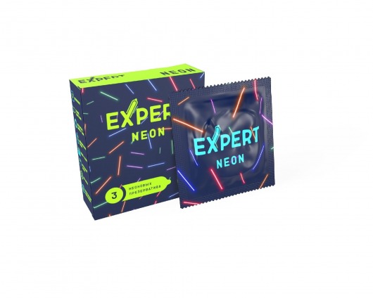 Светящиеся в темноте презервативы Expert Neon - 3 шт. - Expert - купить с доставкой в Тамбове