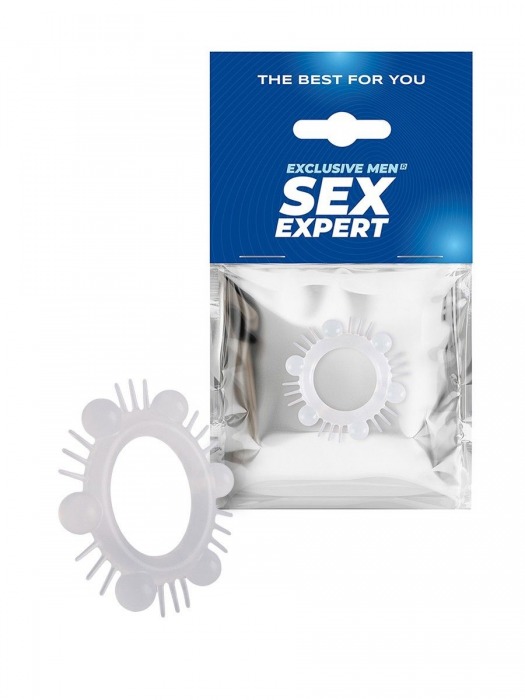 Эластичное эрекционное кольцо с шипиками и шариками - Sex Expert - в Тамбове купить с доставкой