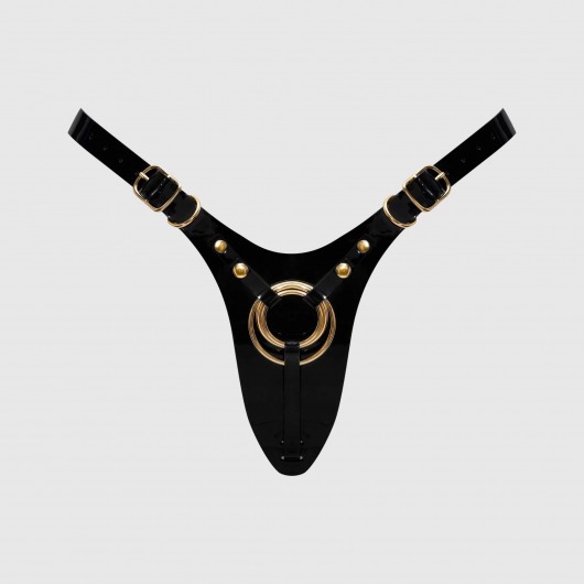 Черный пояс для фиксации насадок Strap-On-Me Leatherette Harness Fabulous - Strap-on-me - купить с доставкой в Тамбове