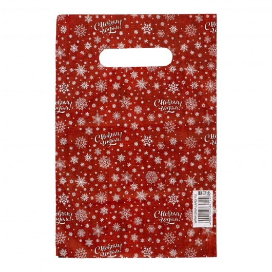 Красный подарочный новогодний пакет с вырубной ручкой (20х30 см) - Сима-Ленд - купить с доставкой в Тамбове