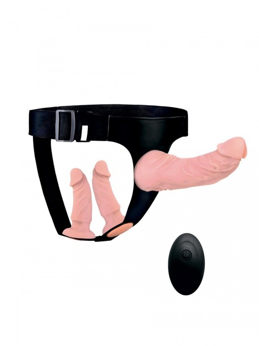 Женский страпон с 3 насадками и вибрацией - Erowoman-Eroman - купить с доставкой в Тамбове