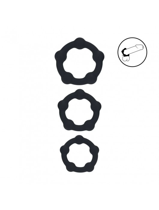 Набор из 3 эрекционных колец Beaded Silicone Cockring Set - Shots Media BV - в Тамбове купить с доставкой
