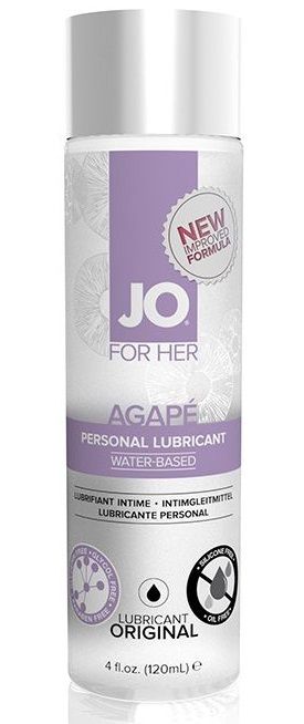 Женский лубрикант на водной основе JO AGAPE LUBRICANT ORIGINAL - 120 мл. - System JO - купить с доставкой в Тамбове