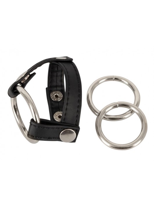 Подхват для мошонки с 3 съемными эрекционными кольцами Leder-Riemen - Orion - в Тамбове купить с доставкой