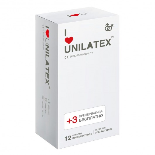 Ультратонкие презервативы Unilatex Ultra Thin - 12 шт. + 3 шт. в подарок - Unilatex - купить с доставкой в Тамбове