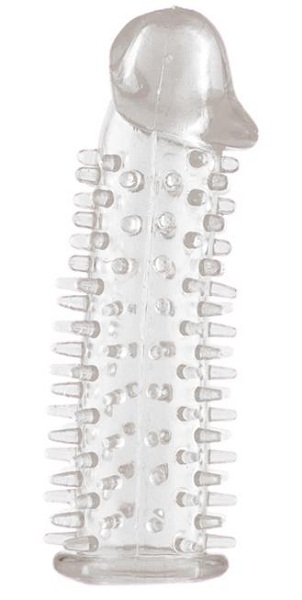 Прозрачная насадка на половой член с закрытой головкой и шипами - 12,5 см. - Toyfa Basic - в Тамбове купить с доставкой