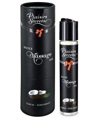 Массажное масло с ароматом кокоса Huile de Massage Gourmande Coco - 59 мл. - Plaisir Secret - купить с доставкой в Тамбове