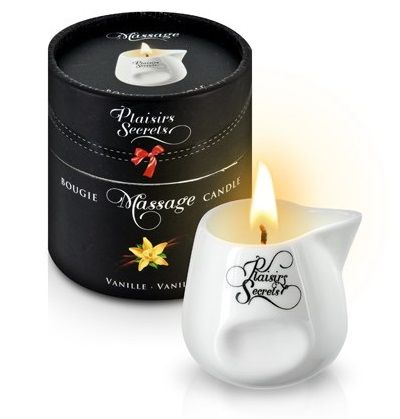 Массажная свеча с ароматом ванили Bougie Massage Gourmande Vanille - 80 мл. - Plaisir Secret - купить с доставкой в Тамбове