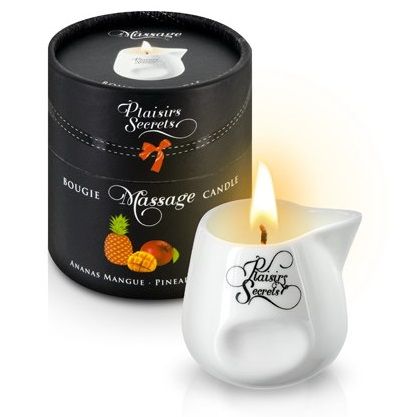 Массажная свеча с ароматом манго и ананаса Bougie de Massage Ananas Mangue - 80 мл. - Plaisir Secret - купить с доставкой в Тамбове