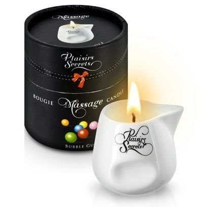 Массажная свеча с ароматом бубль-гума Bougie de Massage Gourmande Bubble Gum - 80 мл. - Plaisir Secret - купить с доставкой в Тамбове