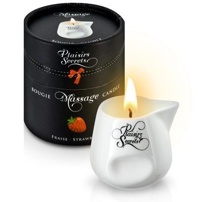 Массажная свеча с ароматом клубники Bougie de Massage Gourmande Fraise - 80 мл. - Plaisir Secret - купить с доставкой в Тамбове