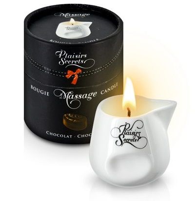 Массажная свеча с ароматом шоколада Bougie de Massage Gourmande Chocolat - 80 мл. - Plaisir Secret - купить с доставкой в Тамбове