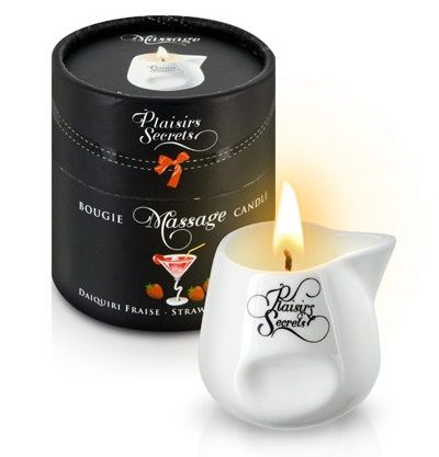 Массажная свеча с ароматом клубничного дайкири Bougie de Massage Daikiri Fraise - 80 мл. - Plaisir Secret - купить с доставкой в Тамбове