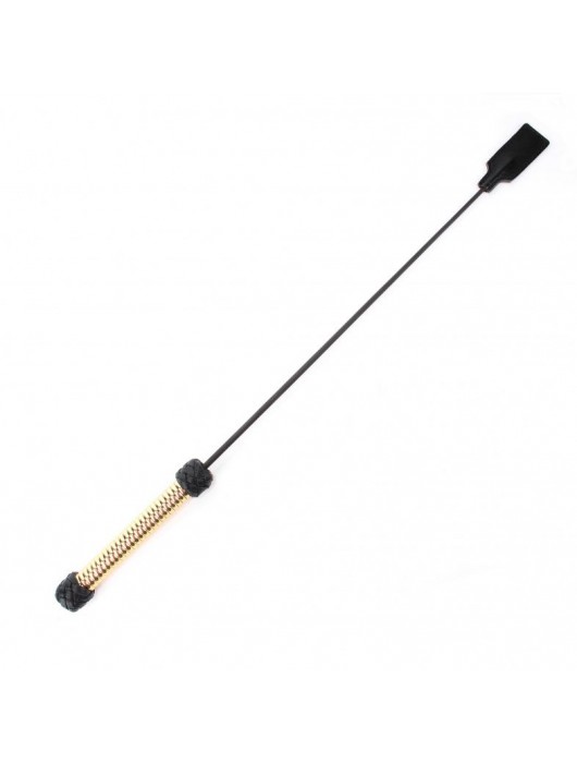 Чёрный профессиональный стек с золотистой рукоятью - 73 см. - БДСМ Арсенал - купить с доставкой в Тамбове
