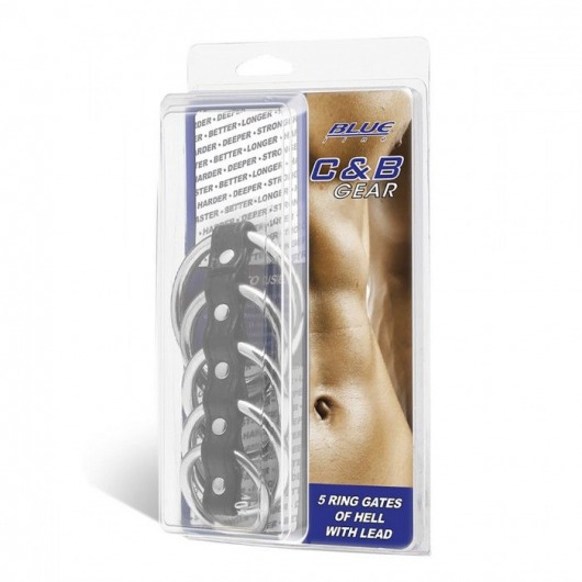 Хомут на пенис с 5 кольцами 5 Ring Gates Of Hell With Lead - BlueLine - купить с доставкой в Тамбове