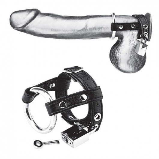 Утяжка на пенис на замочке Duo Cock And Ball Lock - BlueLine - купить с доставкой в Тамбове