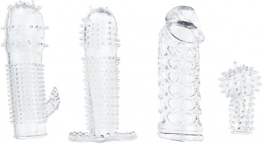 Набор из 4 насадок на член Pleasured Penis Enhancement Sleeve 4 Pack - XR Brands - в Тамбове купить с доставкой