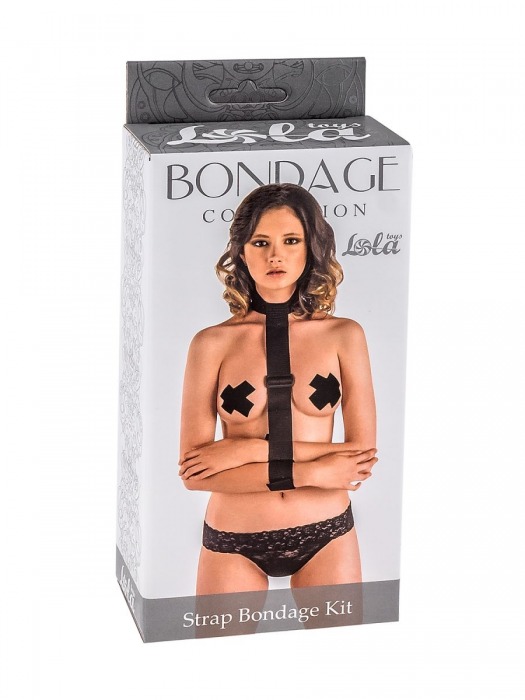 Ошейник с длинной лентой и наручниками Strap Bondage Kit One Size - Lola Games - купить с доставкой в Тамбове