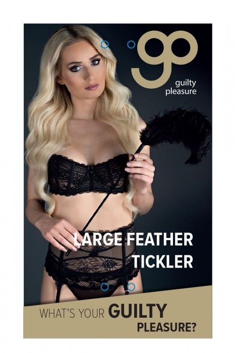 Стек с большим чёрным пером Large Feather Tickler - 65 см. - Blush Novelties - купить с доставкой в Тамбове
