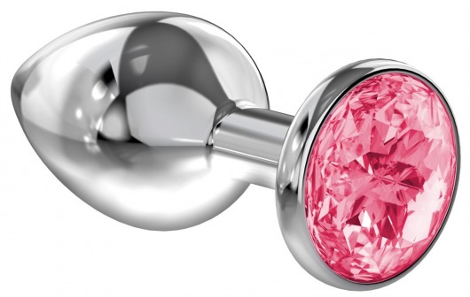 Большая серебристая анальная пробка Diamond Pink Sparkle Large с розовым кристаллом - 8 см. - Lola Games - купить с доставкой в Тамбове