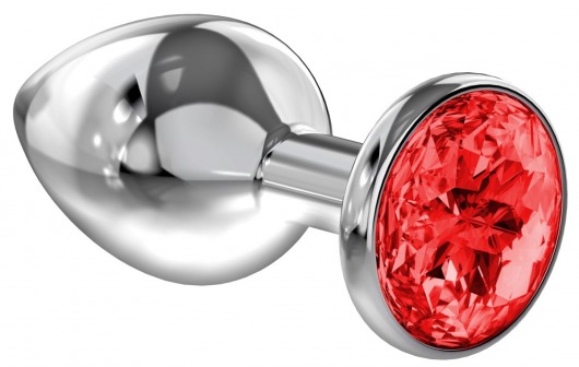 Большая серебристая анальная пробка Diamond Red Sparkle Large с красным кристаллом - 8 см. - Lola Games - купить с доставкой в Тамбове