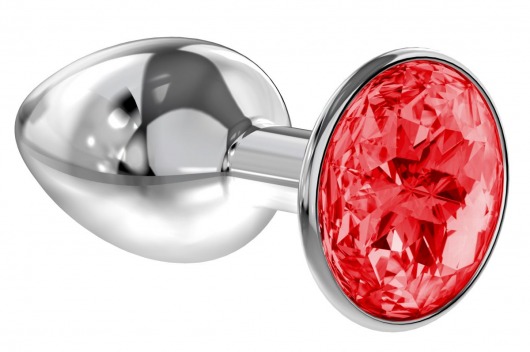 Малая серебристая анальная пробка Diamond Red Sparkle Small с красным кристаллом - 7 см. - Lola Games - купить с доставкой в Тамбове
