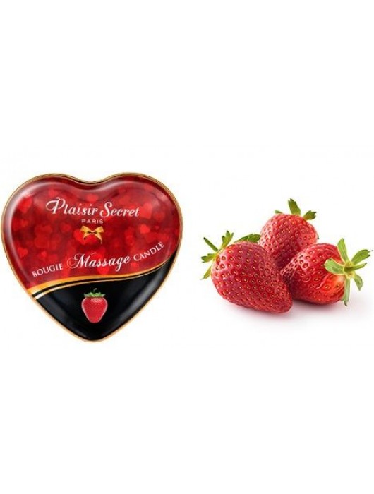 Массажная свеча с ароматом клубники Bougie Massage Candle - 35 мл. - Plaisir Secret - купить с доставкой в Тамбове
