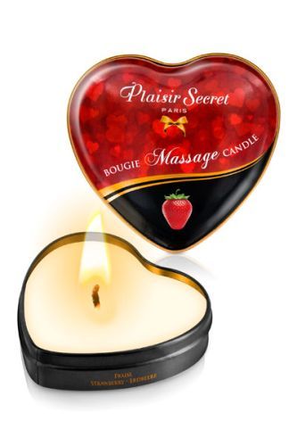 Массажная свеча с ароматом клубники Bougie Massage Candle - 35 мл. - Plaisir Secret - купить с доставкой в Тамбове