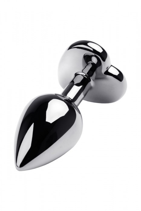 Серебристая анальная пробка с прозрачным кристаллом-сердцем - 8 см. - ToyFa - купить с доставкой в Тамбове