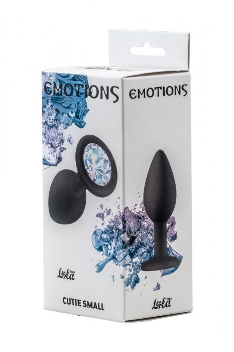 Чёрная анальная пробка Emotions Cutie Small с прозрачным кристаллом - 7,5 см. - Lola Games - купить с доставкой в Тамбове