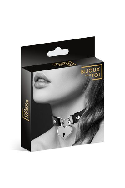 Черный чокер с замком в форме сердца - Bijoux Pour Toi - купить с доставкой в Тамбове