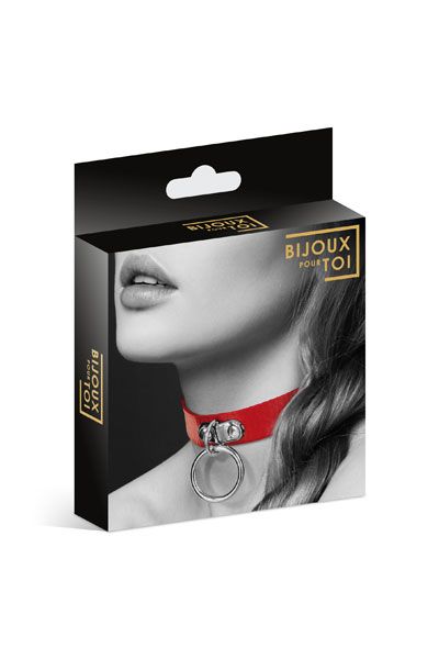 Красный узенький чокер с кольцом - Bijoux Pour Toi - купить с доставкой в Тамбове