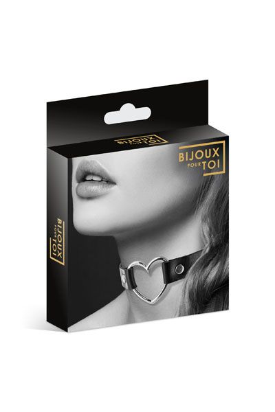 Чёрный чокер с кольцом в форме сердца - Bijoux Pour Toi - купить с доставкой в Тамбове